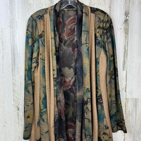 Soft Surroundings Tea Gardens Topper Printed Floral Open Cardigan US Size Medium - Picture 4 of 12